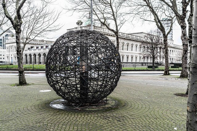 abstract wicker ball sculpture