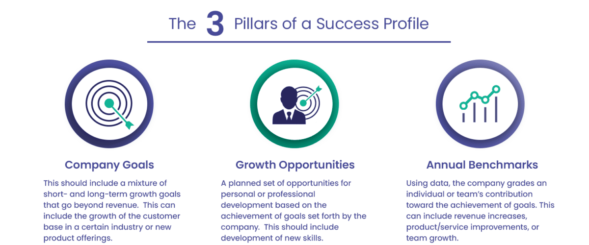Infographic showcasing the components of a success profile. 